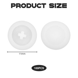 Pack of 100 Cover Caps for Screws, Screw Cover, White Screws, Cover Caps, White, Furniture Drill Holes, Phillips Plastic Caps for Screw Caps, Cupboard, Concealing, Decoration