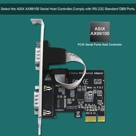 LinksTek 2-Port PCI Express RS-232 DB9 Serial Port Card for Windows XP, Vista,7, 8.x, 10, 11 32/64bit and Linux PCs, PCIE RS232 Card, PCIE Serial DB9 Port Card (PCIE-SE2)