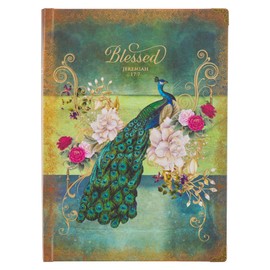 Christian Art Gifts Peacock Journal w/Scripture Blessed Jeremiah 17:7 Bible Verse Road/288 Ruled Pages, Large Hardcover Teal Notebook