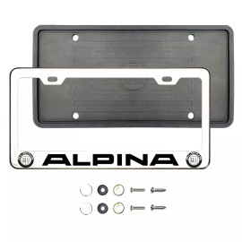 Aftermarket Products Alpina Black Laser Etched Chrome Stainless Steel License Frame Silicone Guard