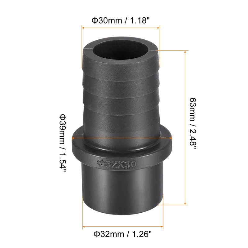 sourcing map PVC Pipe Fitting 30mm Barbed x 32mm OD