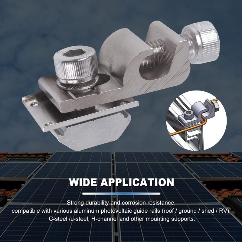 4Sets Solar Panel Photovoltaic Bolt-On Coupling Earthing Ground Lug Cable