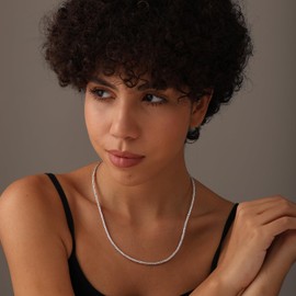 LeCalla 925 Sterling Silver Necklace Italian 2.5 MM Square Handmade Classic Byzantine Link Chain Necklace for Men with Lobster Claw Clasp 22 Inches, Made in Italy