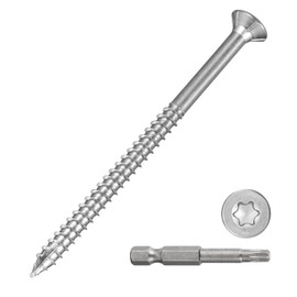 METALLIXITY Deck Screws (#10x3") 100Pcs, 410 Stainless Steel Wood Screw Decking Screws with T25 Torx Drive Head - for Wood Fence, Table, Chairs, Silver