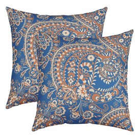 Feelyou Paisley Pillow Cases Cushion Covers Kids Bohemian Exotic Style Throw Pillow Covers 16"x16" Set of 2 Soft Boho Paisley Print Decorative Throw Pillowcases for Indian Style Blue Cushion Cases