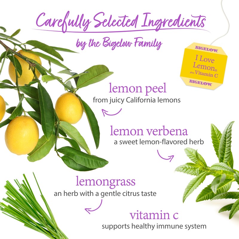Bigelow Tea I Love Lemon with Vitamin C Herbal Tea,