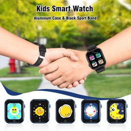 Goodatech Smart Watch for Kids 4-12 Years Boys Girls, 26 Puzzle Games,HD Camera,Video Music Player,Pedometer,Flashlight,Calendar,Alarm Clock,Aluminum Case,Sport Band (Black)