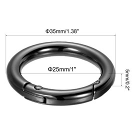 PATIKIL 35x25x5mm Spring Gate O Rings, 5 Pack Round Snap Clip Zinc Alloy for Keyrings Buckle, Black
