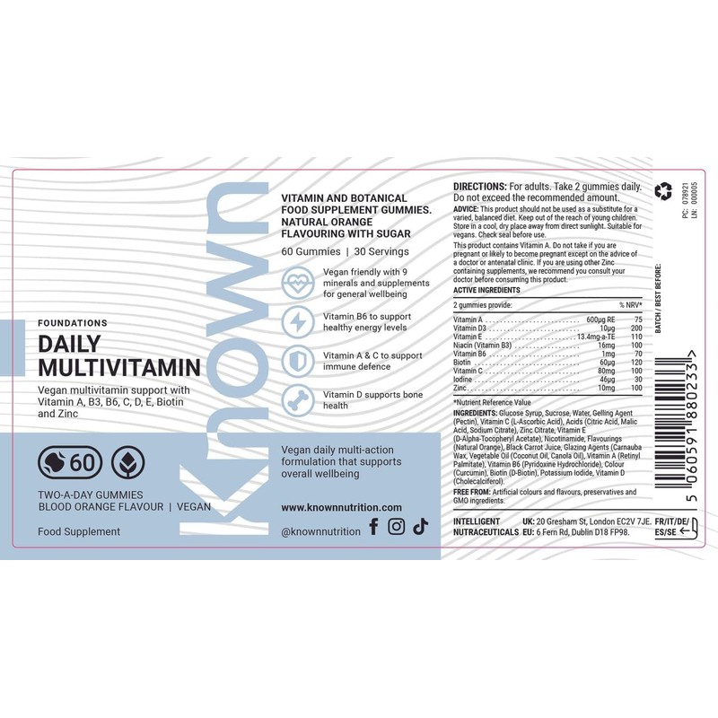 Known Tasty Daily Multivitamin Gummies - Supports Immune Health &