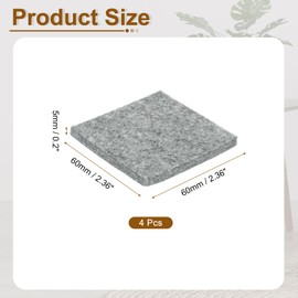 uxcell Felt Furniture Pads, 4Pcs 2.36" x 2.36" Adhesive Backed Felt Non-Slip Anti-Scratch Chair Leg Protectors for Protecting Hardwood Floor, Grey