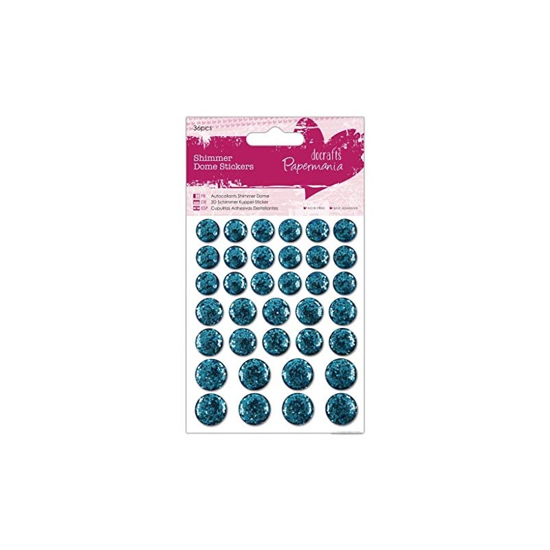 Papermania Shimmer Dome Stickers - Teal - 36 Pieces One