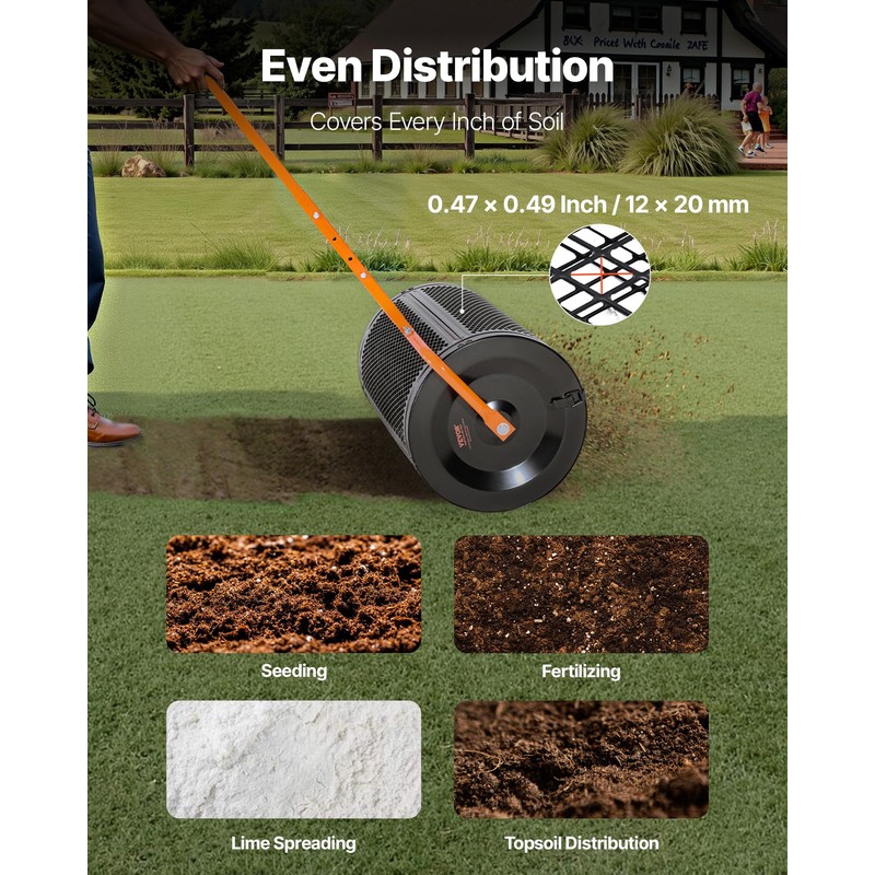 VEVOR Compost Spreader, 24 in Wide Peat Moss Spreader with