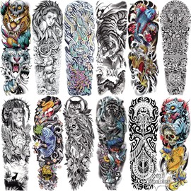 Aresvns Japanese Temporary Tatttoo for Men and Women, Sleeve Tattoo Temporary,Waterproof Full Arm Fake Tattoos that Look Real and Last Long Christmas Gift