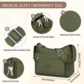 VOBUKE Women's Cross-body Bags Multiple Pockets Girls Nylon Waterproof Handbags & Shoulder Bags Ladies Messenger Bag Lightweight Phone Bag with Adjustable Strap for Travel Shopping Outing Work