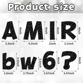 Starboling 216 Pcs Glitter Bulletin Board Letter,4 Inch Poster Board Letters self Adhesive for Mailbox Crafts Classroom School Home Decor (Black)