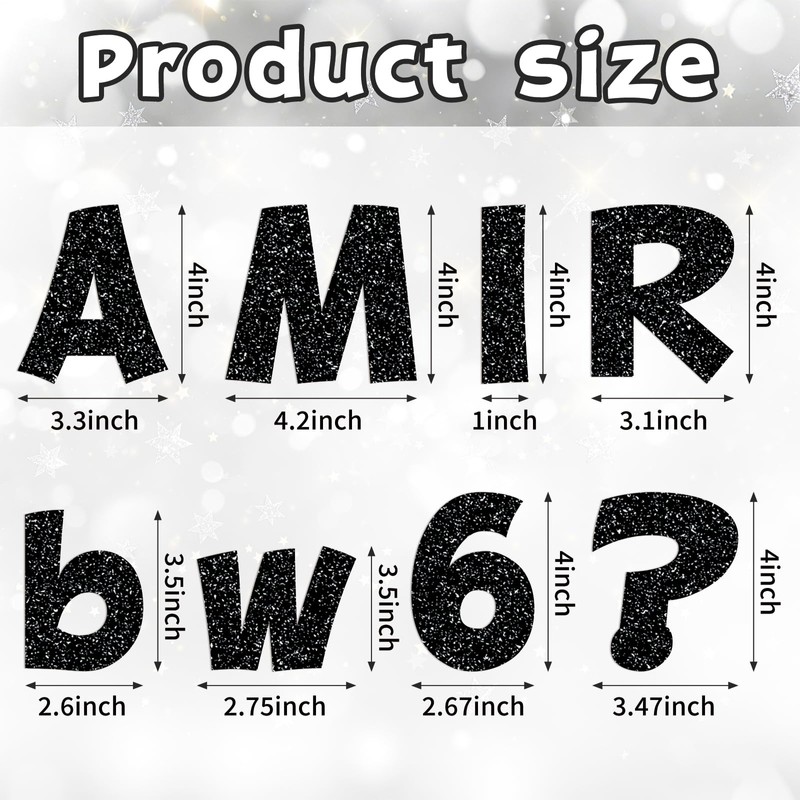 Starboling 216 Pcs Glitter Bulletin Board Letter,4 Inch Poster Board