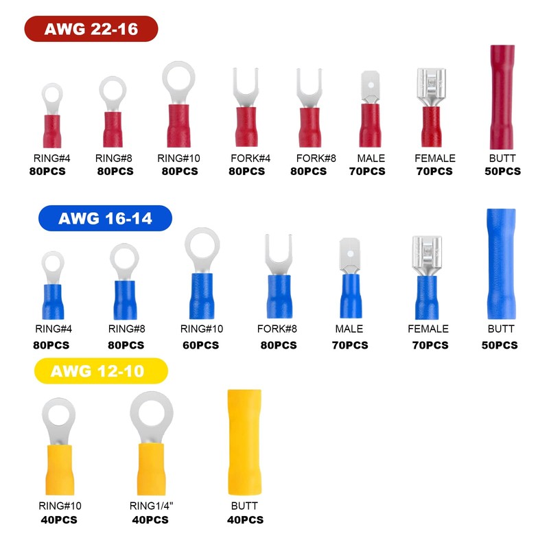 GFFG 1200PCS Wire Terminals Crimp Electrical Wire Connectors, Insulated Wire