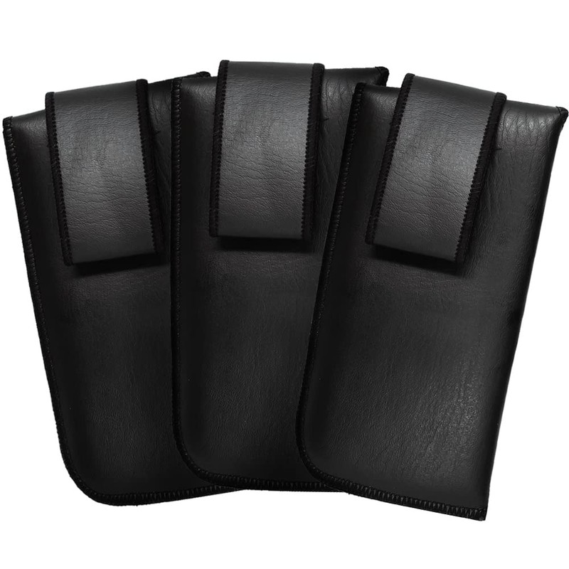 Calabria Vertical Snap Belt Loop Eyeglass Case Black 3Pack Men