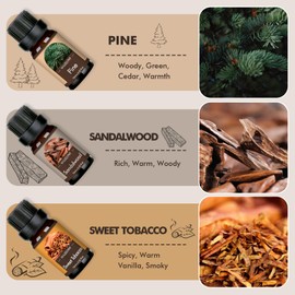 WUSEONY Classic Man Fragrance Oils Set, Mens Essential Oils Set - Pine, Sweet Tobacco, Bay Rum, Cologne, Copaiba, Sandalwood Candle Scents for Candle Making, Soap Making Supplies, Diffuser Oil Scents