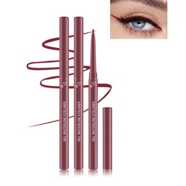 Burgundy Gel Waterline Eyeliner, Glides on Smooth Eyeliner Pencil, Matte Cream Soft Texture, Waterproof Smudge-Proof Long Wear Eye Liner Pen, High Pigment Colorful Eyeliner Makeup for Women-04(2Pcs)
