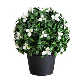 Nearly Natural 15in UV Resistant Artificial Boxwood Gardenia Topiary Plant - Indoor/Outdoor