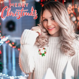 MELLIEX Pack of 6 Christmas Brooches Pins, Rhinestone Christmas Brooch Pin Brooches for Clothing Christmas Decoration Gifts, Metal