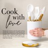 8 Piece White and Gold Kitchen Utensils – White Silicone