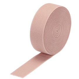 MECCANIXITY Twill Wide Elastic Band Double-Side 1.2 Inch Flat 4 Yard Woven Elastic Band Knit Elastic Spool Heavy Stretch Strap Pale Pink for Sewing, Waistband
