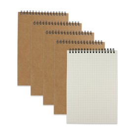 Aacehlh 4 Pack Graph Paper Notebook, A5 Top Wirebound Grid Spiral Notebook 5.8" x 8.3",60 Sheets,5mm x 5mm Grid Paper,Grid Notepad for Students, Math, Engineering (Kraft)