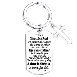Tihnvk Sister In Christ Keychain Christian Gifts For Women Religious Faith Gifts for Sisters Christmas Birthday Gifts For Sister In Christ Inspirational Christian Gifts