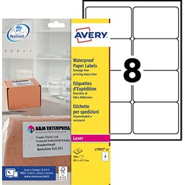 Avery L7993-25 Wetterfeste Versandetiketten (8 Stück pro Blatt, 99,1 x 67,7 mm) 200 Etiketten