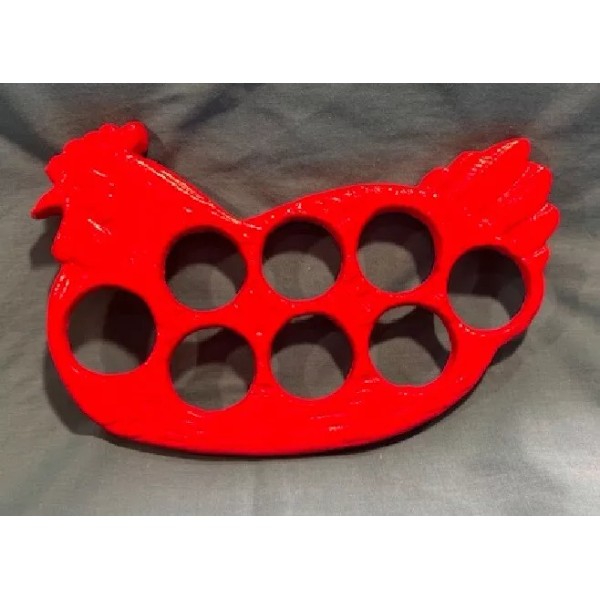 RED Unique Large Cast Iron Hen Egg Holder Farm Chicken