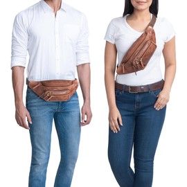 STILORD 'Greg' Bauchtasche Leder Vintage Hüfttasche Herren Damen Belt Bag für Sport Festival Handy Werkzeugtasche Gürteltasche Doggy Bag Echtleder, Farbe:Napoli - braun