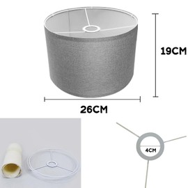 bangminda Fabric Lampshade, Lampshade, Pendant Lamp for Table Lamp, Floor Lamp, Hanging Lamp, Linen Fabric Lampshade for Wall Lamp, Bedside Lamp, 26 x 26 x 19 cm, Grey