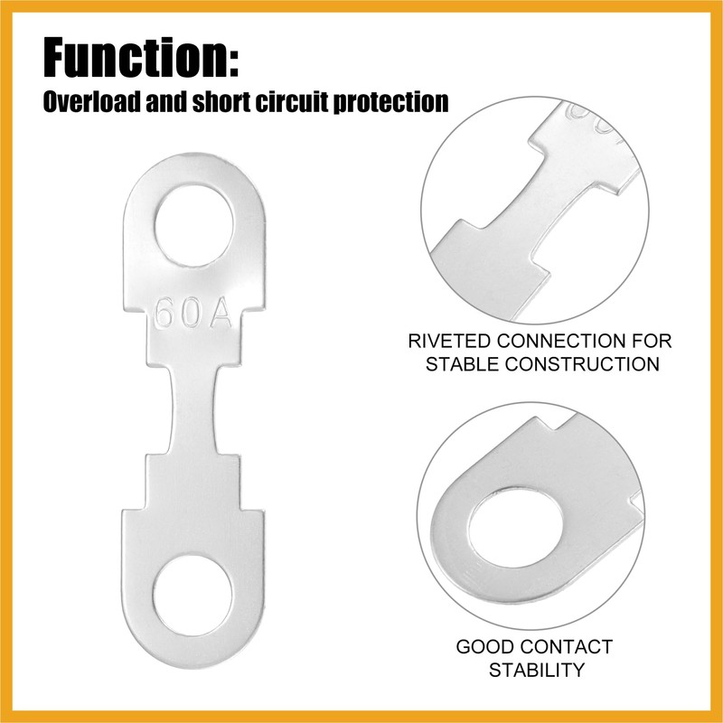Partuto 5pcs 60A 12V High Current Strip Fuses for Auto