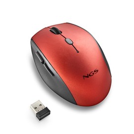 NGS BEE RED - Kabellose Maus, Ergonomische Maus mit leisen Tasten, mit 5 Tasten und Scrollrad, 2.4 GHz kabellose Verbindung, speziell für Rechtshänder, Einstellbare DPI, Rot