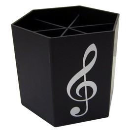 FunMusicOnline Music Themed Black Treble Clef Hexagon Pen Holder