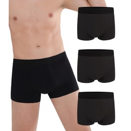 IRISMORII Incontinence Protective Underwear for Men Washable Bladder Leak Proof Boxer Brief 60 ml Absorbency Trunk 3 Pack (3 Black, 3XL)