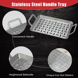 WillBBQ Heavy-Duty BBQ Grill Plate Topper – Stainless Steel Tray with Handles for Grilling, BBQ, Outdoor & Kitchen