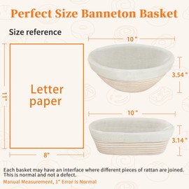 Aliggbent 40Pcs Sourdough Bread Baking Supplies, 10'' Round & Oval Banneton Bread Proofing Baskets with 24 oz Sourdough Starter Jar Kit, Digital Scale, Cutting Board, Knife, Bags ＆ Bread Making Tools