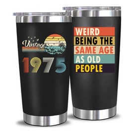 50th Birthday Gifts For Men Women - 1975 50th Birthday Decorations Ideas for Him Her Present For Men Women Turning 50 Year Old Gifts For Dad, Mom,Husband - 20 Oz Stainless Steel Tumbler (Black 1975)