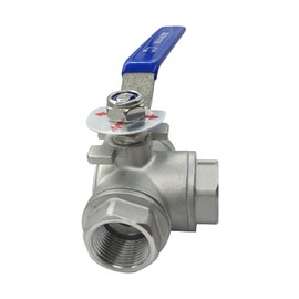 Beduan 3 Way Ball Valve Stainless Steel 304 T Mounting Pad Female Type for Water Oil Fuel and Gas with Vinyl Locking Handle (1 Inch NPT)