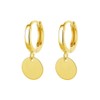 Simple Coin Disc Dangle Hoop Earrings for Women Girls Round