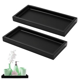 SUpoetry Pack of 2 Black Bathroom Decorations, Tray, Black, Bathroom Tray, Suitable for Bathroom Worktops, Washbasins, Toilets (Black)