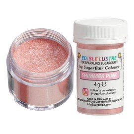 Sugarflair Shimmer Pink Edible Lustre Dust, Add a Lustrous Shine to Cakes or Decorations. Brush On or Add Rejuvenator to Create Eye-Catching Edible Paint, Gives Shine to Your Bakes - 4g