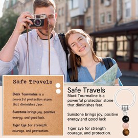 WXCATIM Crystal Keychain Safe Travels Gift For International Travelers Flight Attendant Gifts Beaded Keychain Travel Safe