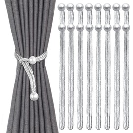 Pack of 8 Tiebacks for Curtains, Pearl Window Holdbacks Curtain, 44 cm Tiebacks for Curtains, Cotton Hand Knit Curtain Holder for Home Office Window Decoration, Outdoor Curtains, Window Decorative