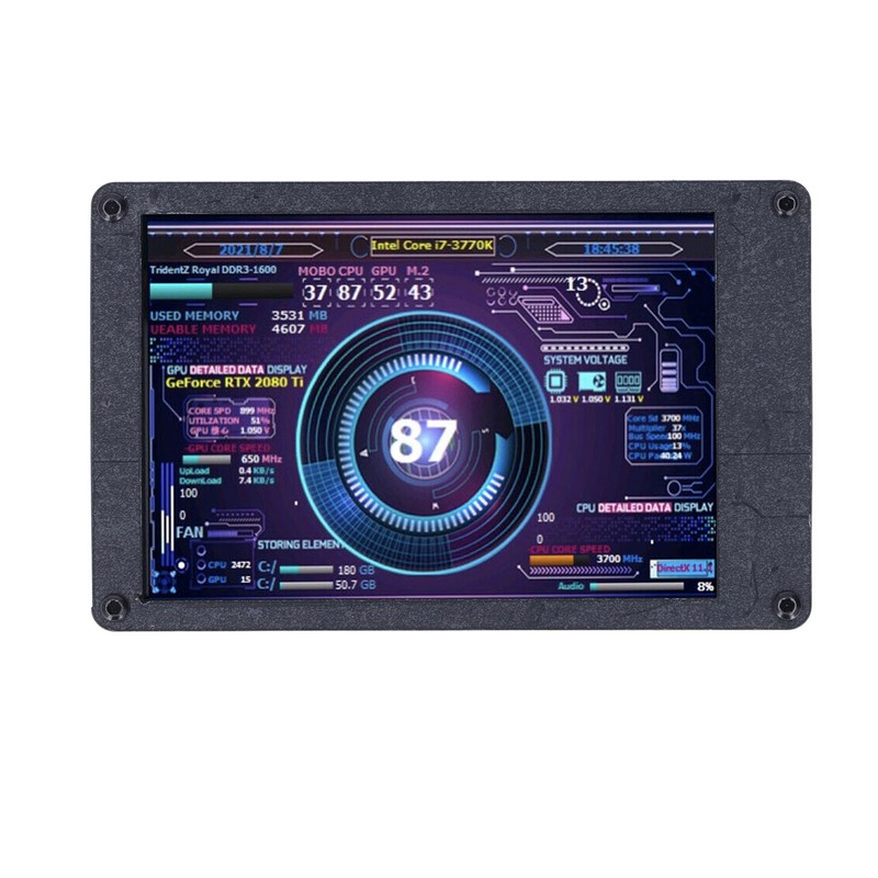 USB Mini Screen Adjustable Brightness 3.5in IPS Computer Temp CPU