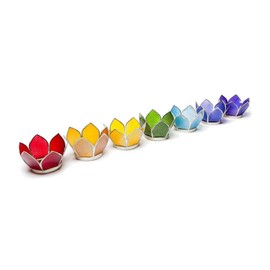 Find Something Different Etwas Finden, verschiedenen Lotus Teelichthalter, Glas, Silber, KLEIN, 7 Stück