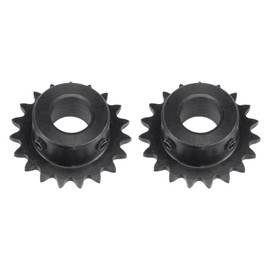 sourcing map #25 Chain Roll Gear 14 mm Bore 1/4 Inch Distance 19 Tooth Single Beach Chain Sprocket C45 Carbon Steel 25 Roll Chain Sprocket with Set Screws for ISO 04C Chain Pack of 2